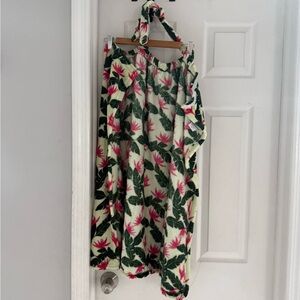 Floral Print Bathrobe Wrap Around Towel Cover Up NWT